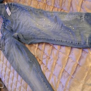 Straight leg jeans with paint spots